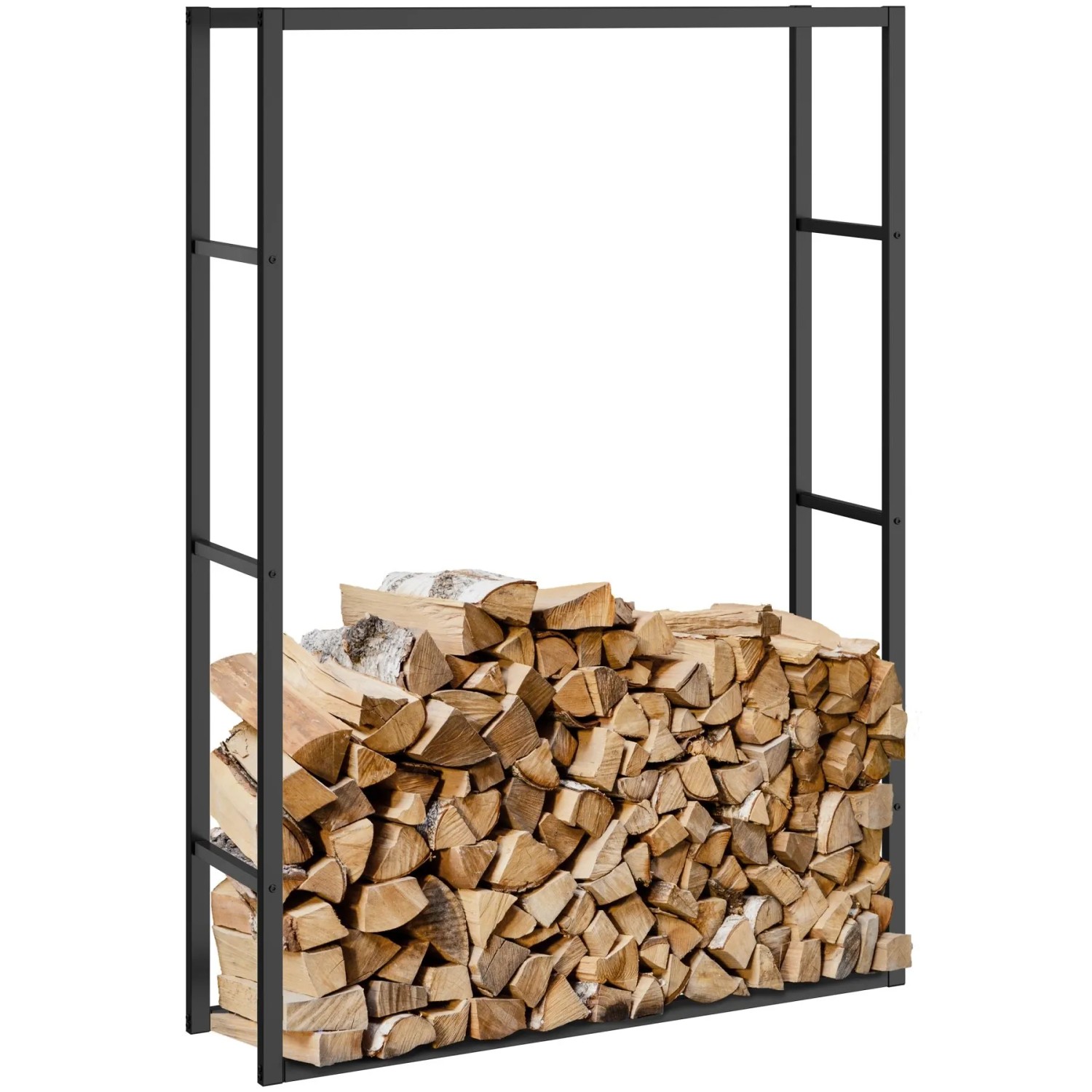 Tectake Kaminholzregal Tuby Industrial Look Pulverbeschichtetes Stahlgestell  25 x 100 50 x 150 cm Schwarz