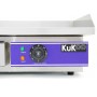 Monstershop Gastro Grillplatte 50cm, Detailansicht der Temperaturregelung und des Logos.