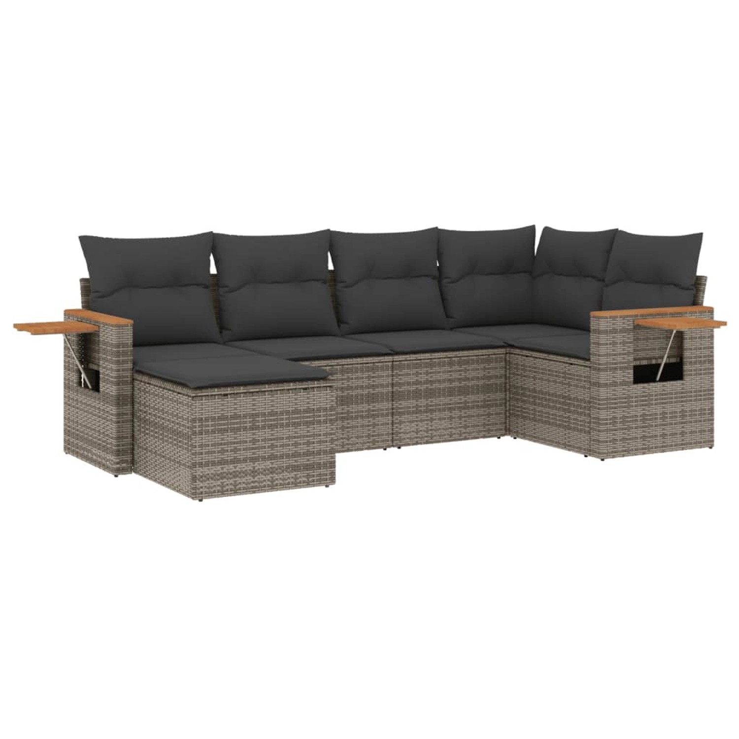 vidaXL 6-Tlg Garten-Sofagarnitur mit Kissen Grau Poly Rattan 3227019 günstig online kaufen