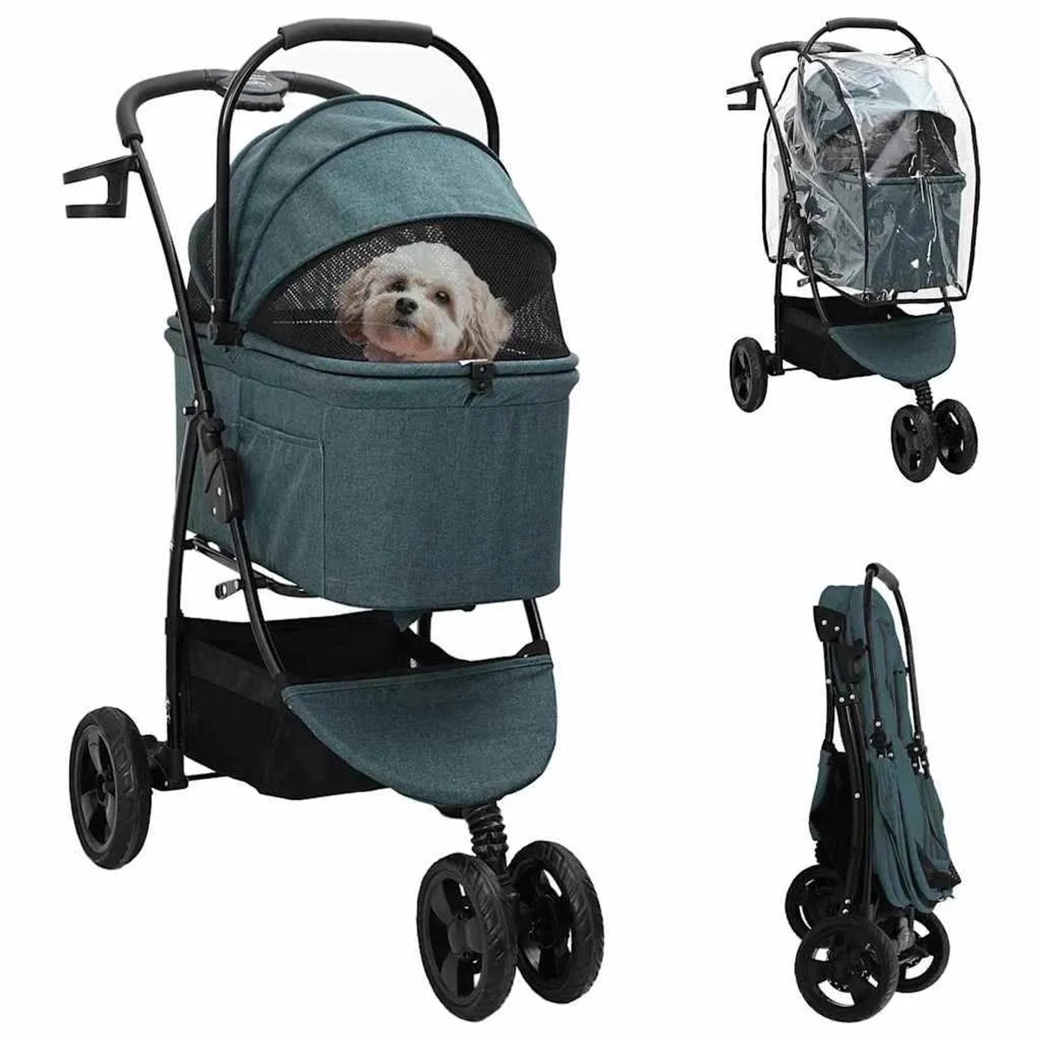 vidaXL Faltbarer Haustierwagen Grün 78 x 54 x 101 cm Polyester 42012438