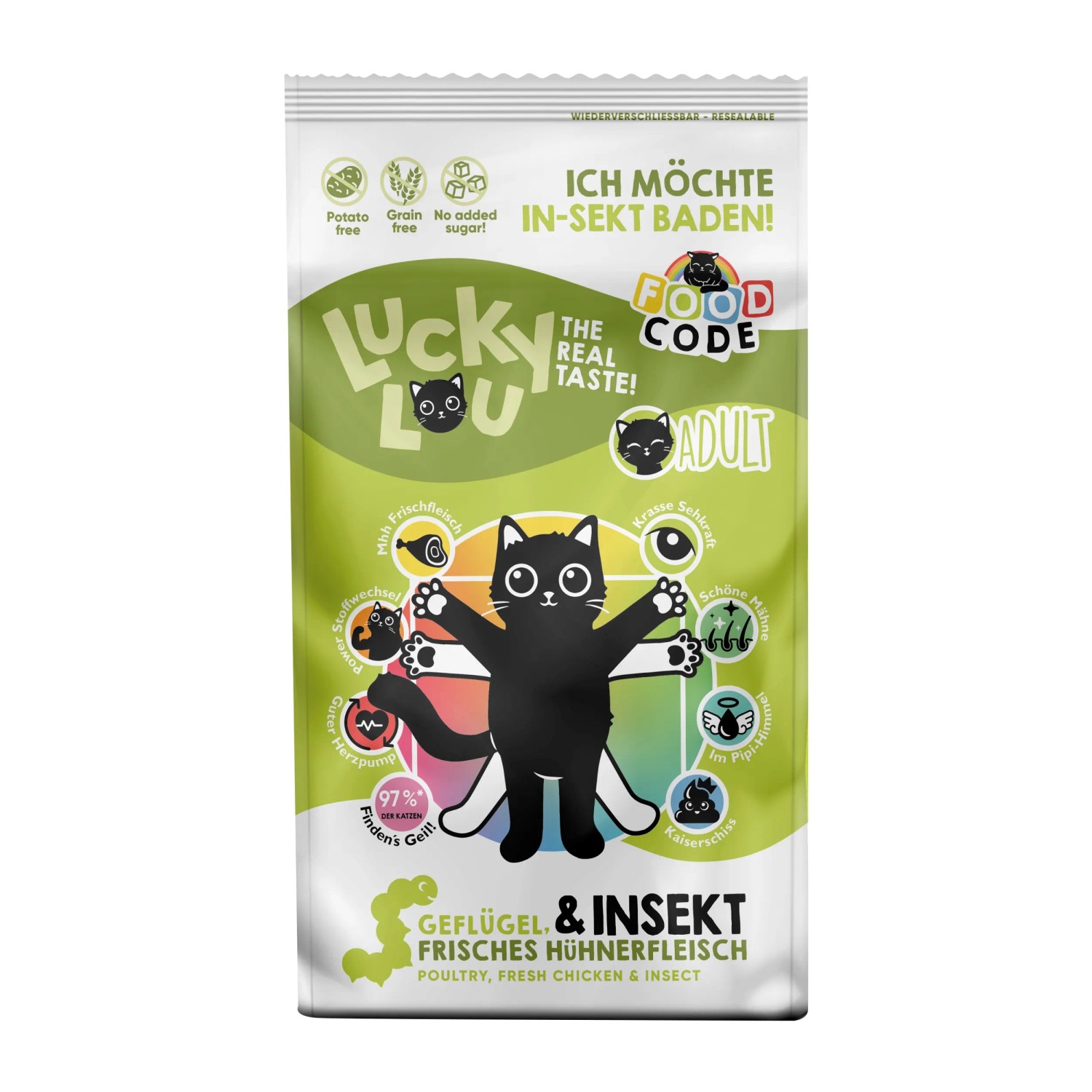 Lucky Lou Katzen-Trockenfutter Adult Geflügel & Insekten 340 g