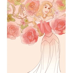 Komar Wandbild Sleeping Beauty Roses, 40x50 cm. Disney Prinzessin Aurora mit Rosen.