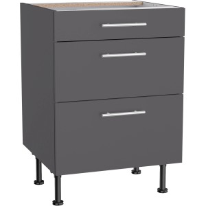 Optifit Unterschrank Ingvar420, 60 cm, Anthrazit Matt, mit 3 Auszügen und Edelstahlgriffen.