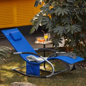 SoBuy Schaukelliege OGS28-KB, blau, mit Tasche und Kopfkissen. Ideal für Garten und Terrasse.