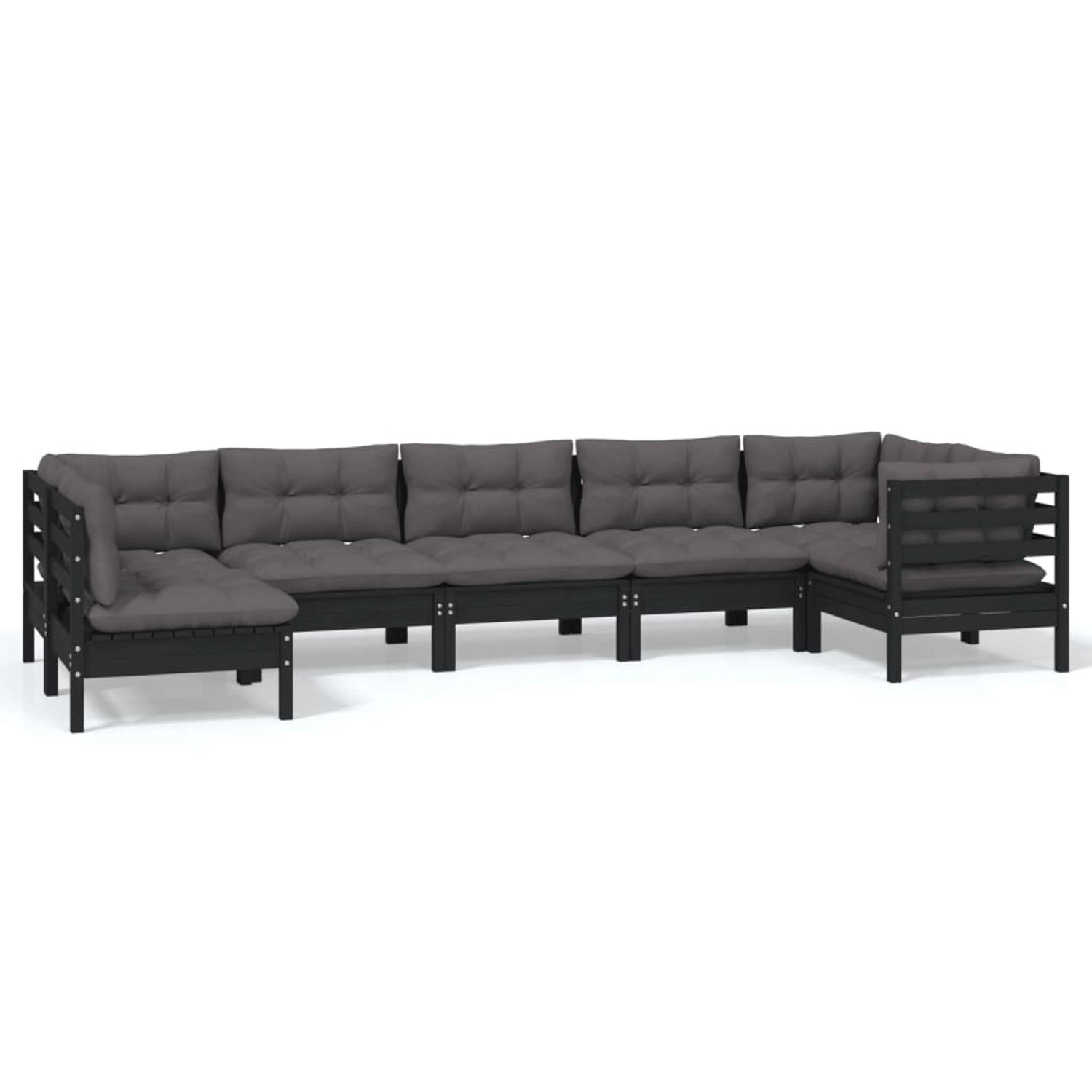 vidaXL 7-tlg Garten-Lounge-Set mit Kissen Schwarz Kiefernholz Modell 4 günstig online kaufen