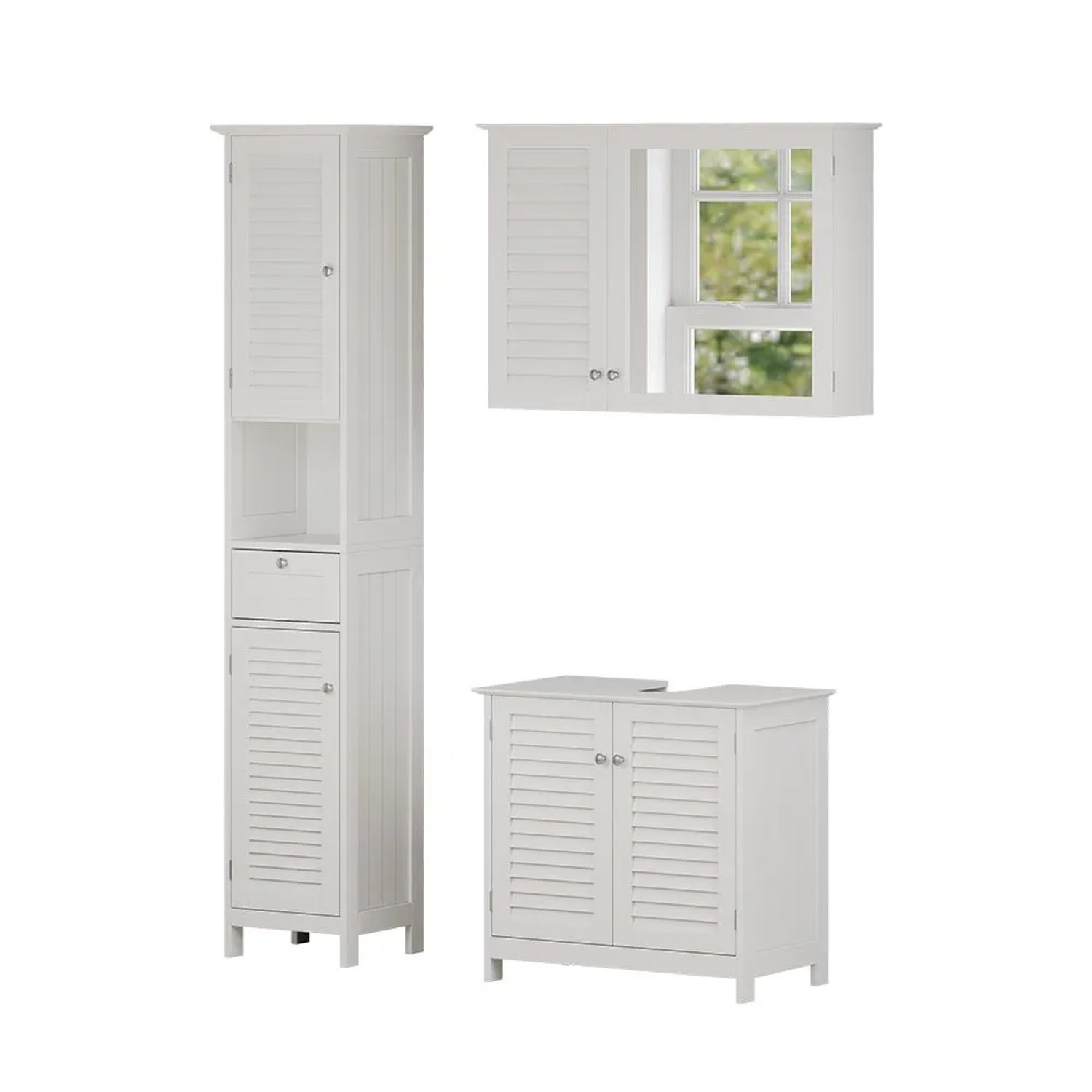 Vicco Badmöbel-Set Riad Weiß 60 x 58 3-teilig