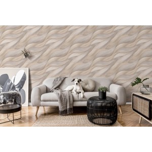 Erismann Vliestapete Casual Chic Wellen Stormy Beige im Wohnraum.