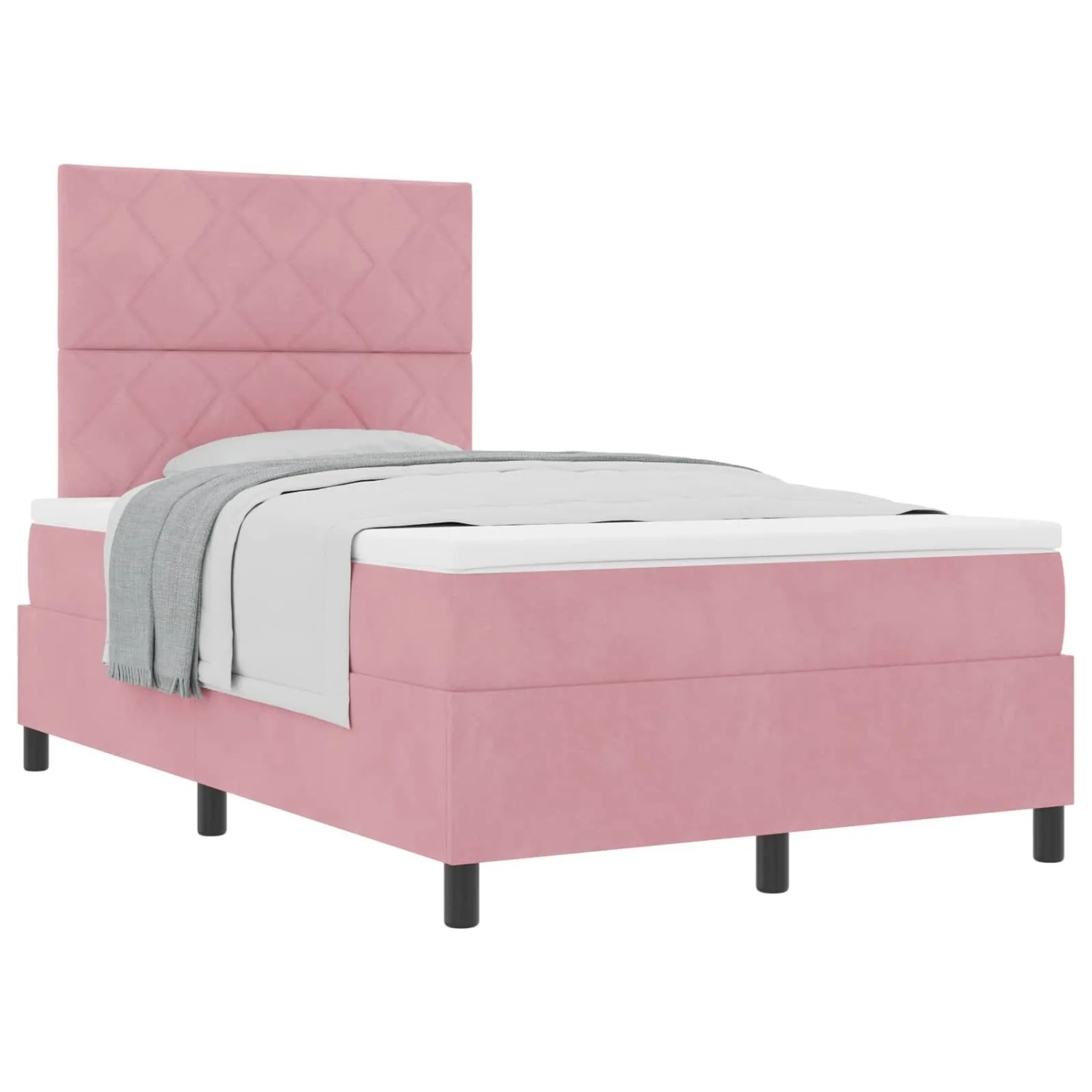 vidaXL Boxspringbett mit Matratze mit Kopfteil Rosa 120 x 200 cm Stoff 3339895