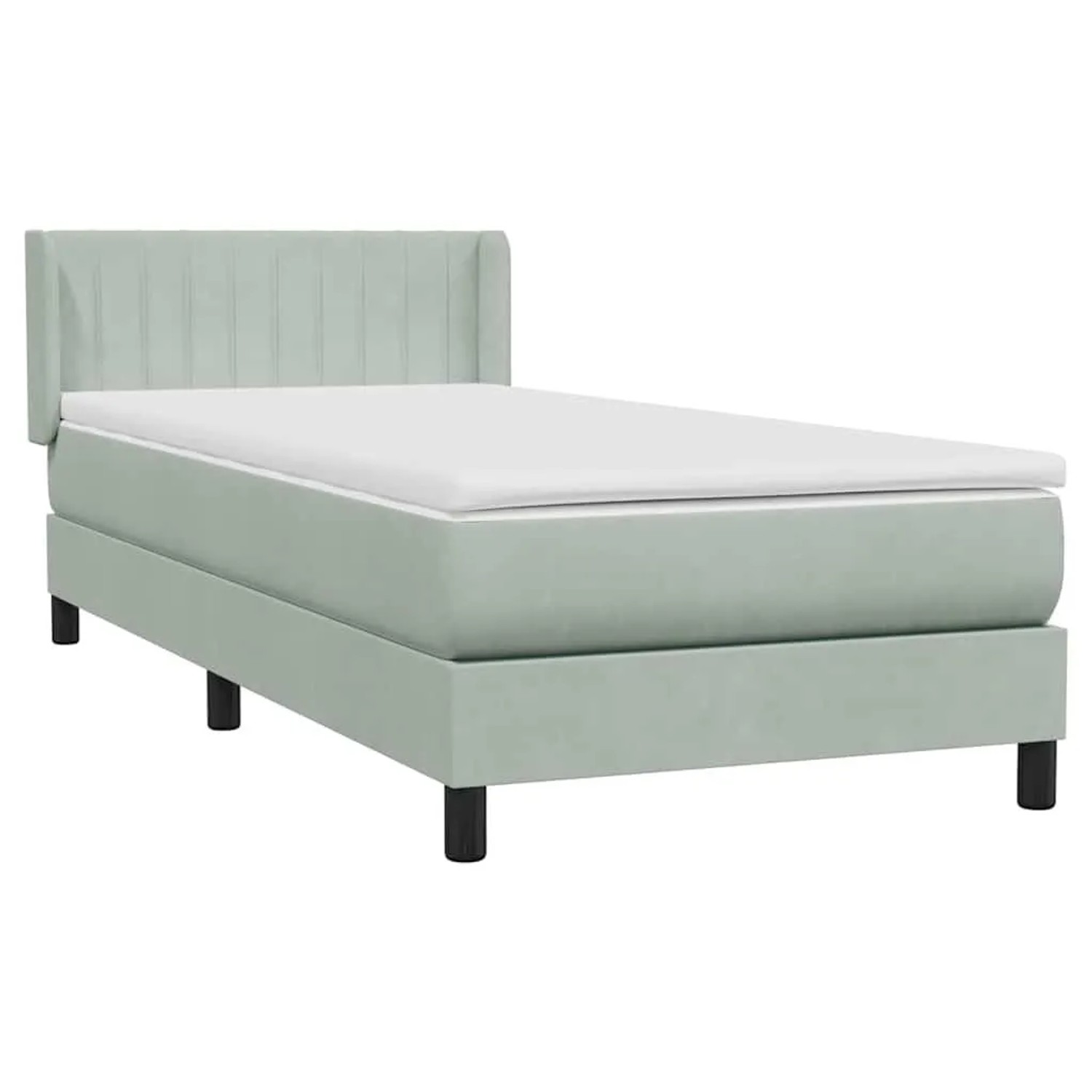 vidaXL Boxspringbett mit Matratze Hellgrau 90x220 cm Samt 3318309 günstig online kaufen