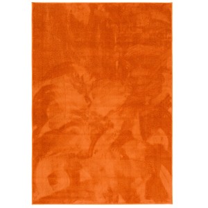 Orangefarbener Hochflor Teppich Melia, 140x200cm, super soft und luxuriös.