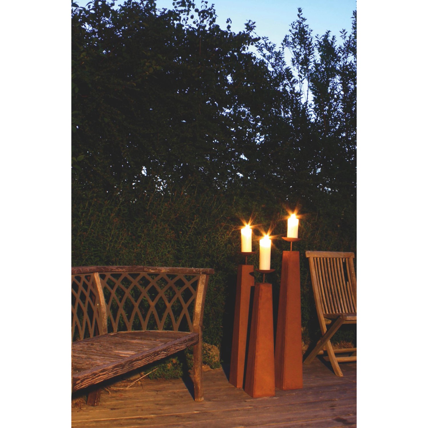 Ferrum Art Design Kerzenständer Romantico, 78 cm, Edelrost, für romantische Gartendeko.