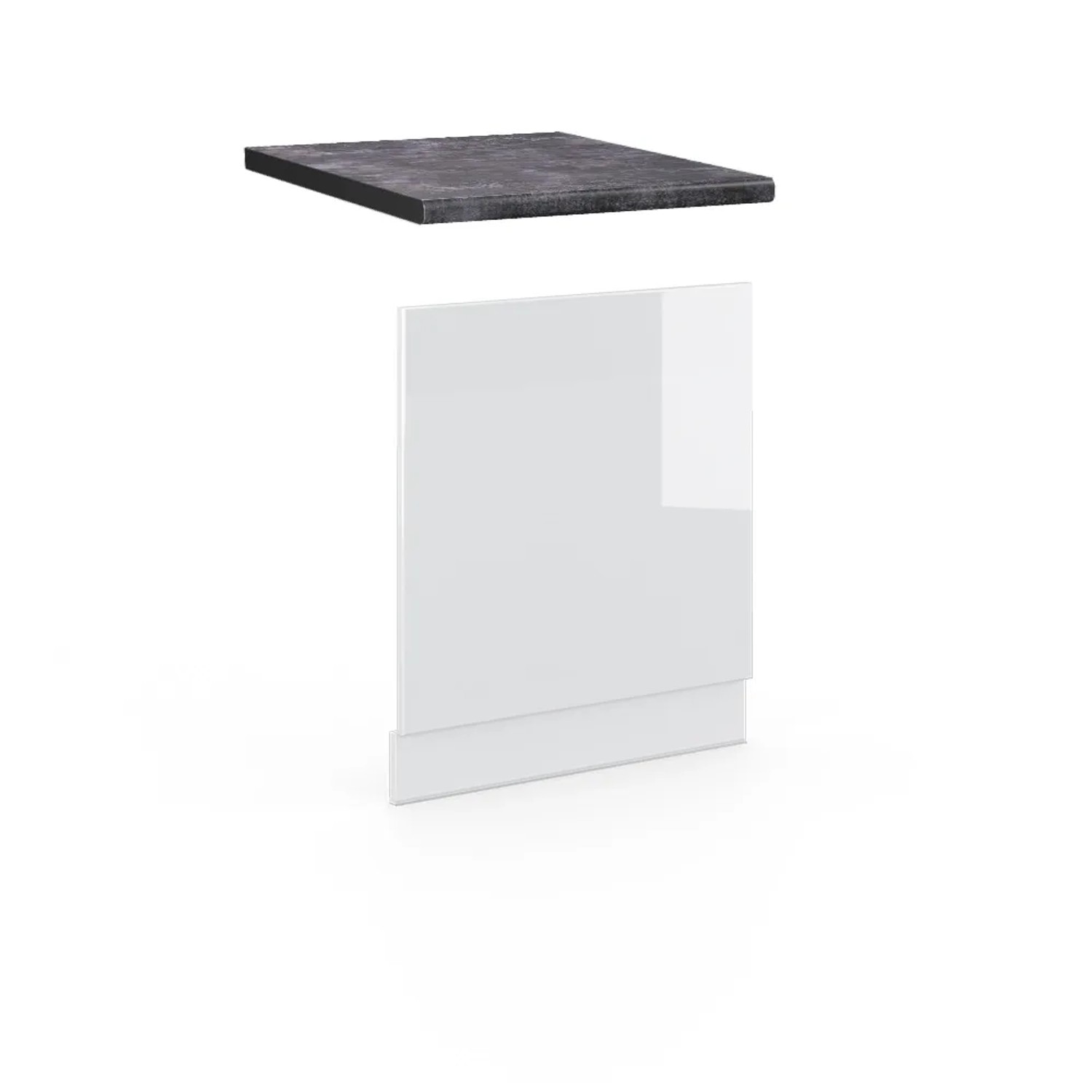 Vicco Frontblende Fame-Line Geschirrspüler Fronttür Weiß Hochglanz/Weiß 60 cm AP Anthrazit