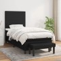Schwarzes vidaXL Boxspringbett (90x190 cm) mit Matratze, Kopfteil und Bank.