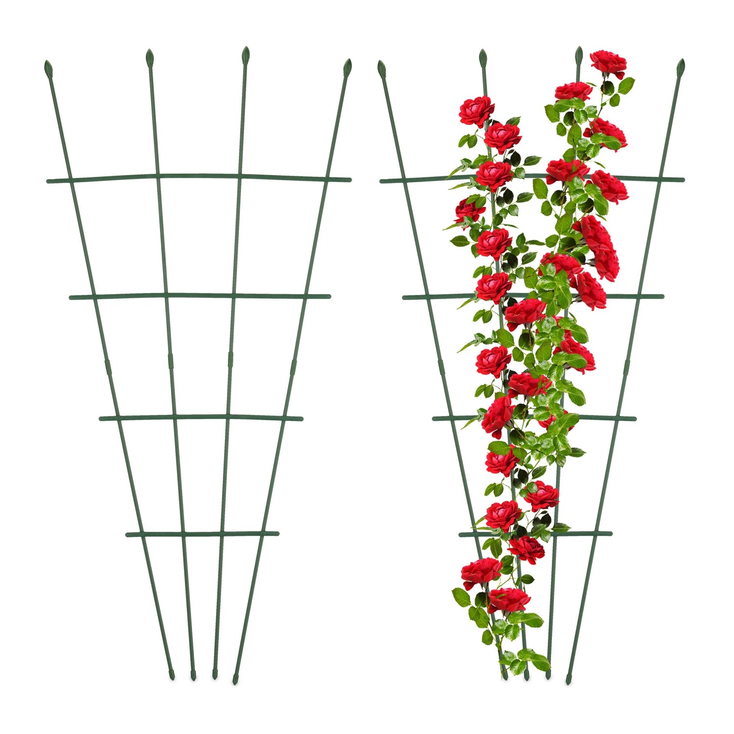 Relaxdays Rankgitter 2er Set Stahl Kunststoff Grün Höhenverstellbar 122 cm x 59 cm x 1,5 cm je 310 g
