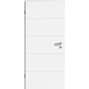 Weiße Zimmertür Straight Line mit horizontalen Linien, Rechtsanschlag, 73,5x211 cm.