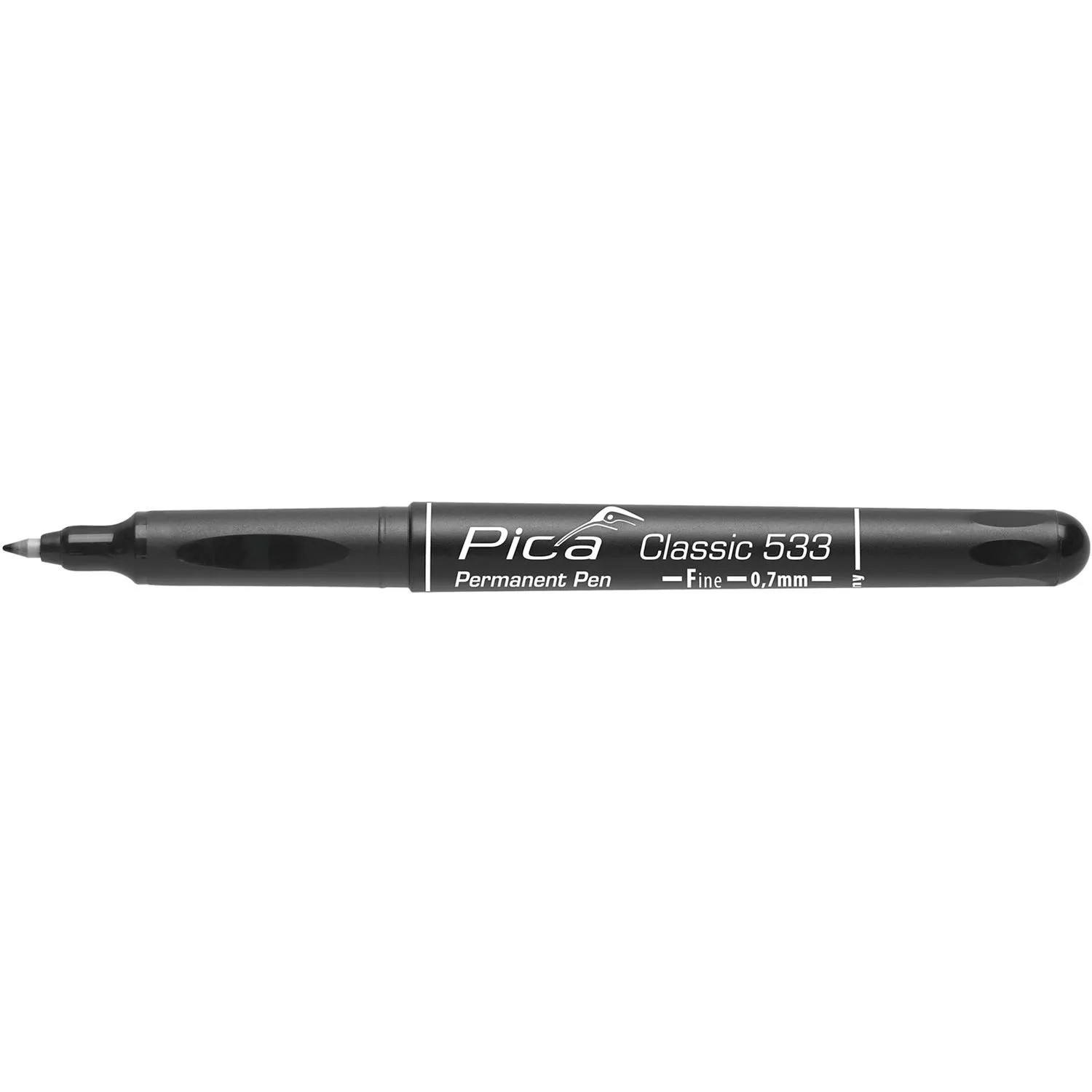 Schwarzer Pica Permanent Marker Classic 533 mit feiner 0.7mm Spitze für präzise Markierungen. Handwerkzeug.