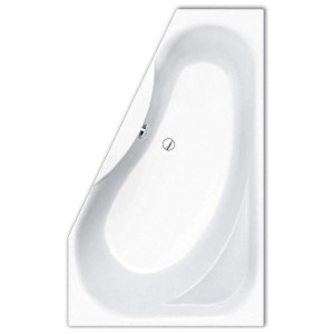 Weiße Steinkamp Raumsparbadewanne, 175x110 cm, linke Ausführung. Rechteck-Badewanne aus Acryl.