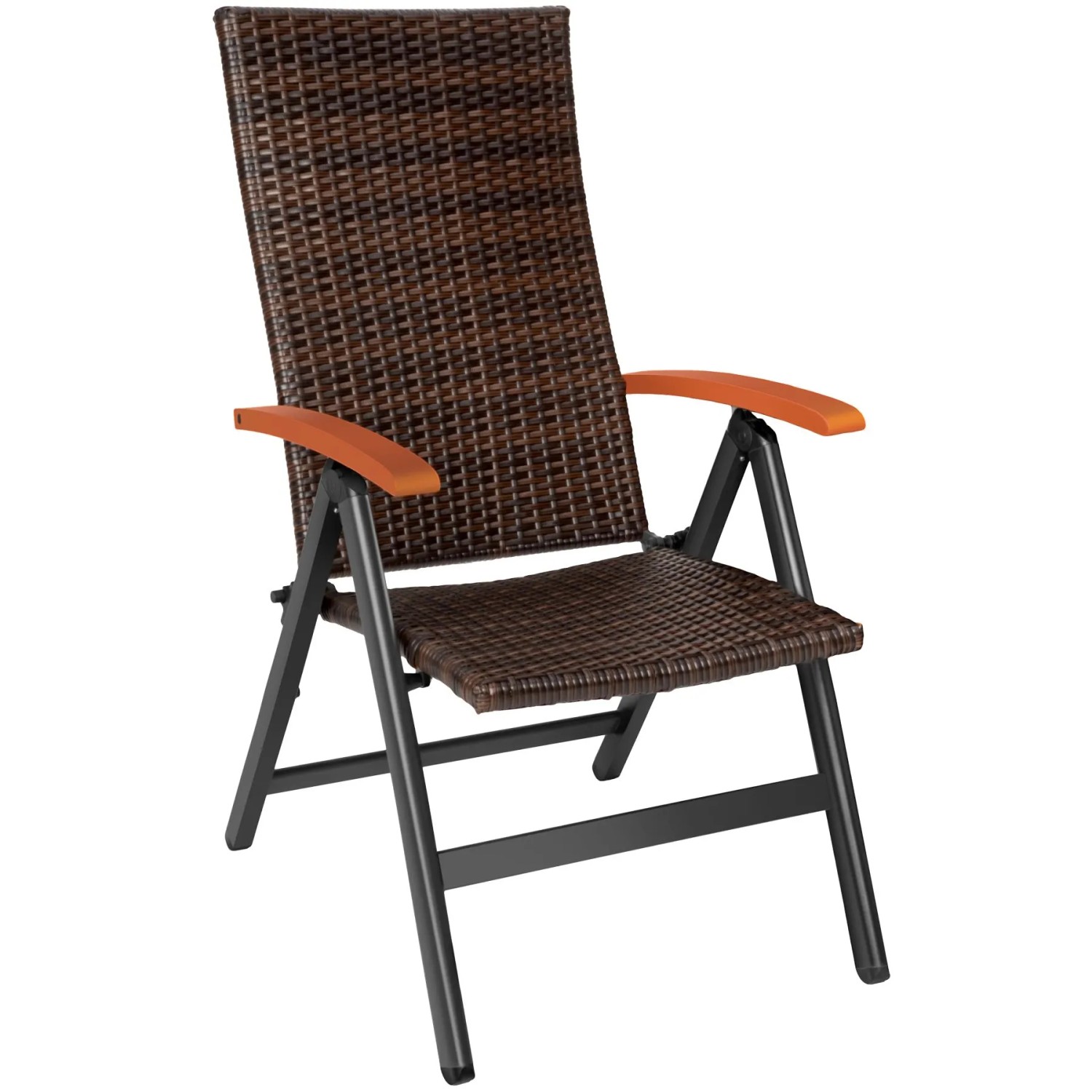 Tectake Rattanstuhl Canberra Mit Aluminiumgestell Klappbar Braun