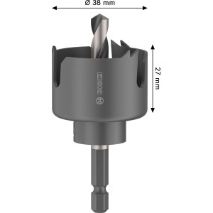 Bosch Lochsäge Wood and Drywall, Ø 38 mm, mit Aufsteckhalter. Grau, für Holz und Trockenbau.