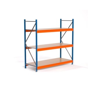 PROREGAL Industrie Weitspannregal Lagerregal MAXIMUS PRO Grundregal HxBxT 200x200x80cm 3 Spanplatten-Fachboden Fachlast 690kg Blau/Orange