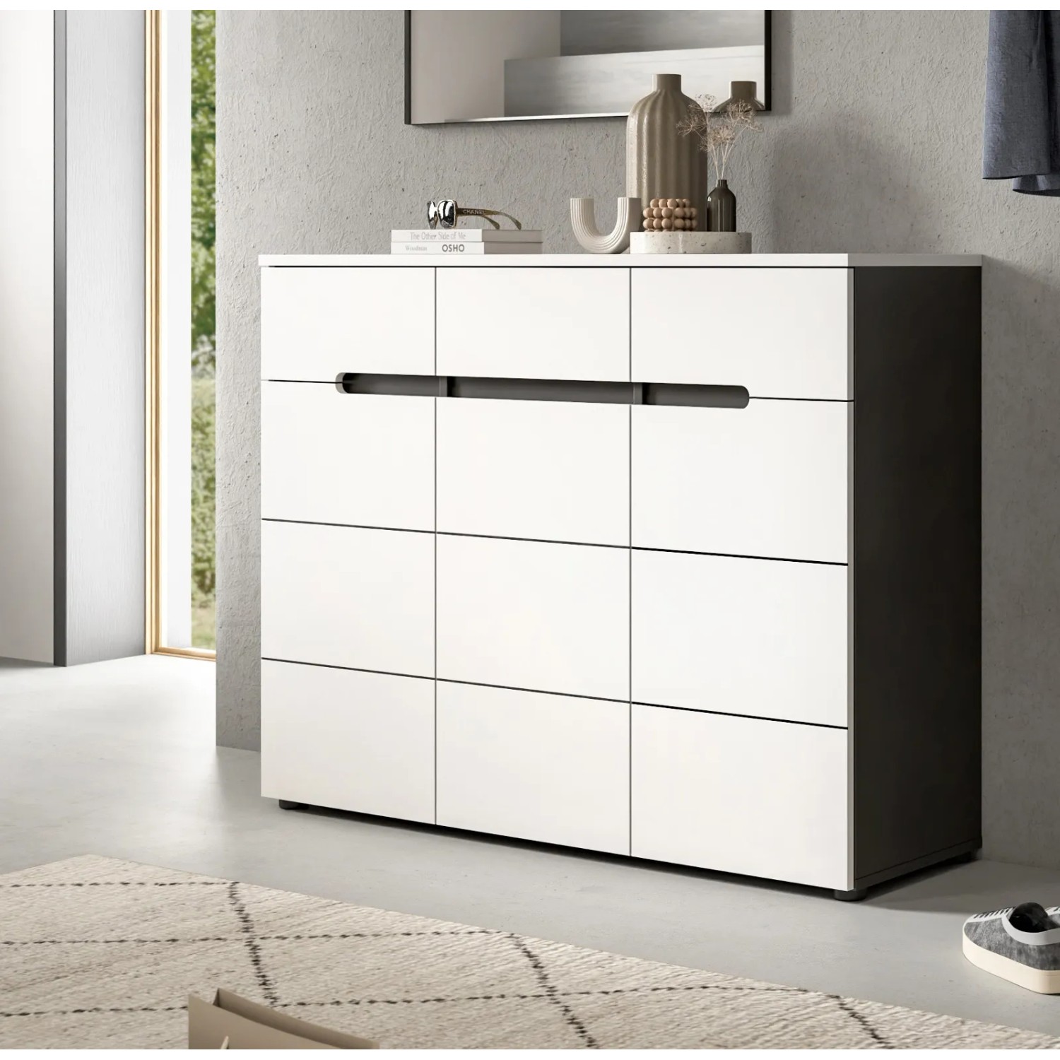 Inn.Furn Schuhkommode in Weiß und Grau 120 cm Cooper_6