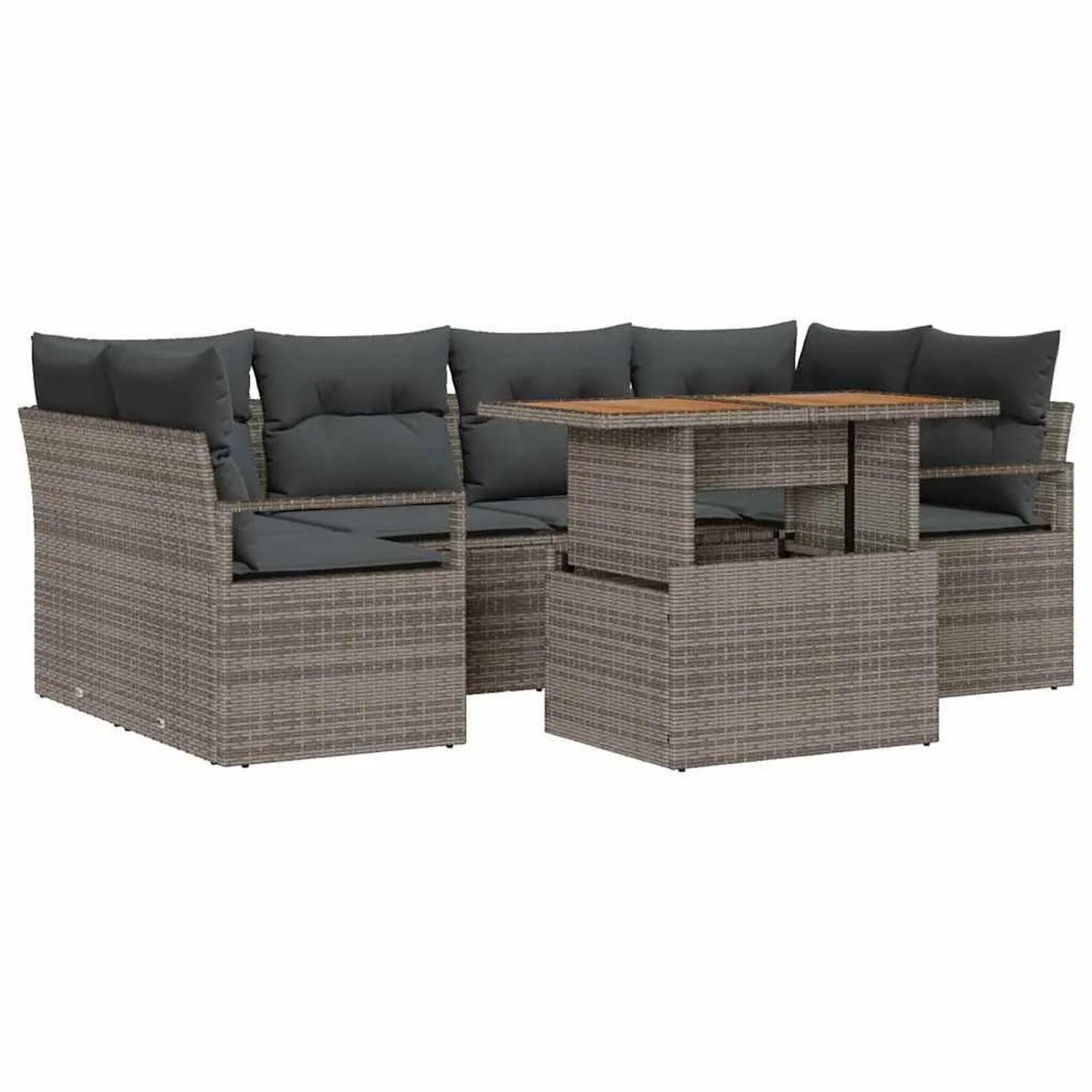 vidaXL Garten-Sofa-Set mit Kissen 7-Tlg Grau 3349663