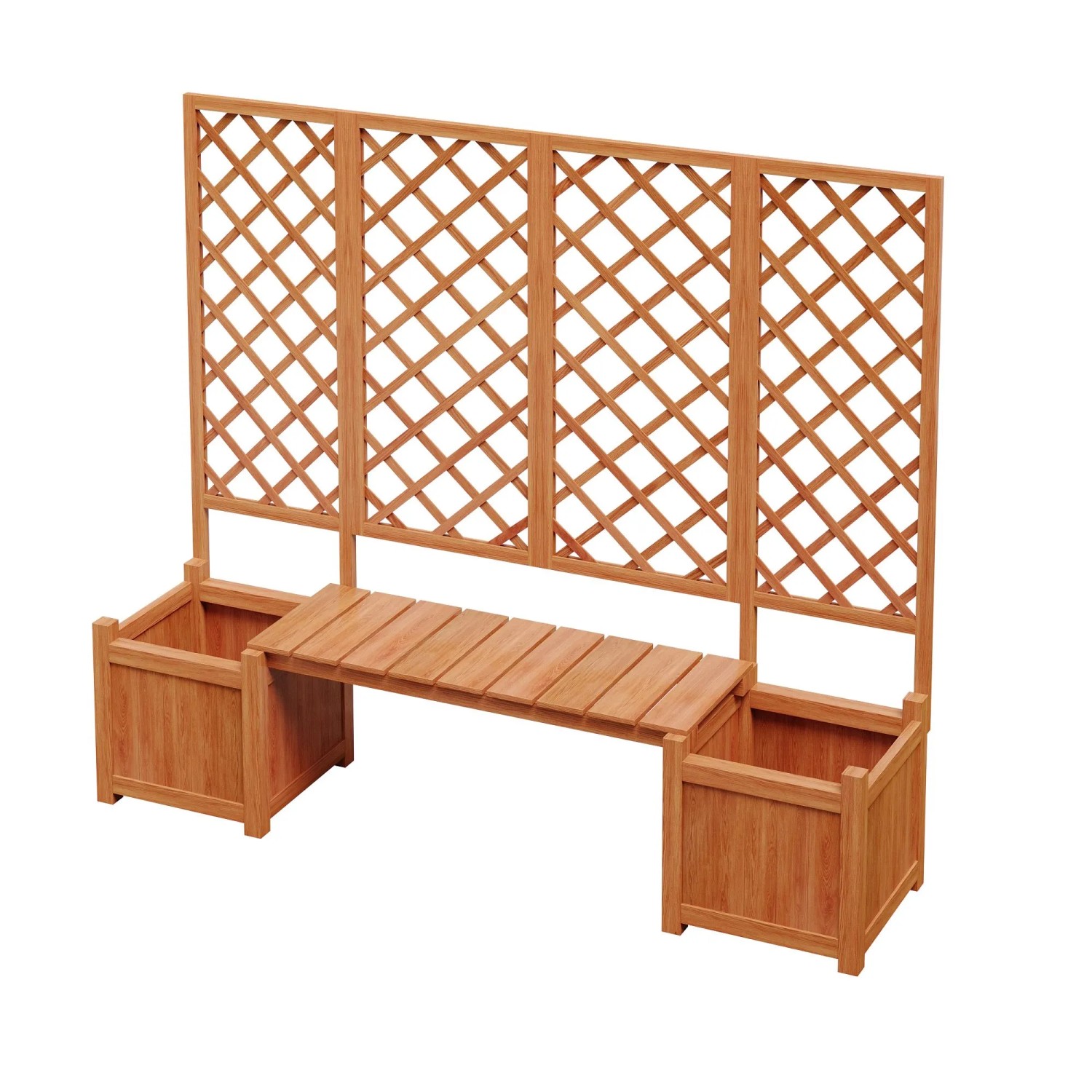 PXloue Pflanzkübel Blumenkasten mit Spalier Und Sitz Für Garten Hof Terrasse Braun Massivholz Tanne
