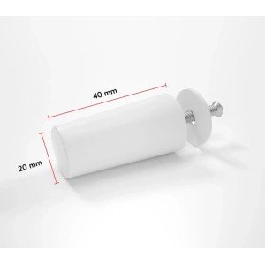 Weißer Bauheld Rollladenstopper (geschlossen, 40mm) mit Schraube und Abdeckung.