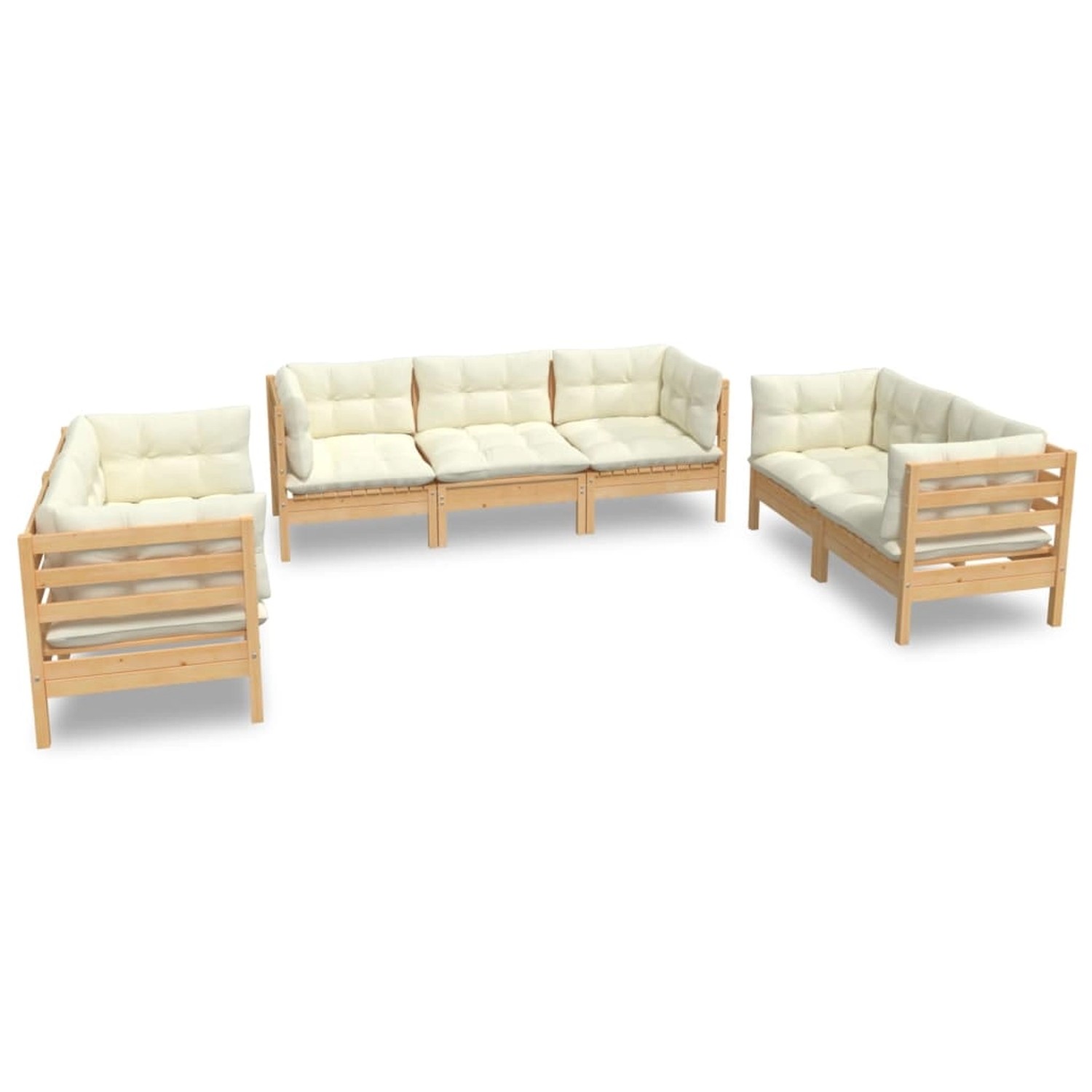 vidaXL 7-tlg Garten-Lounge-Set mit Creme Kissen Massivholz Kiefer Modell 5