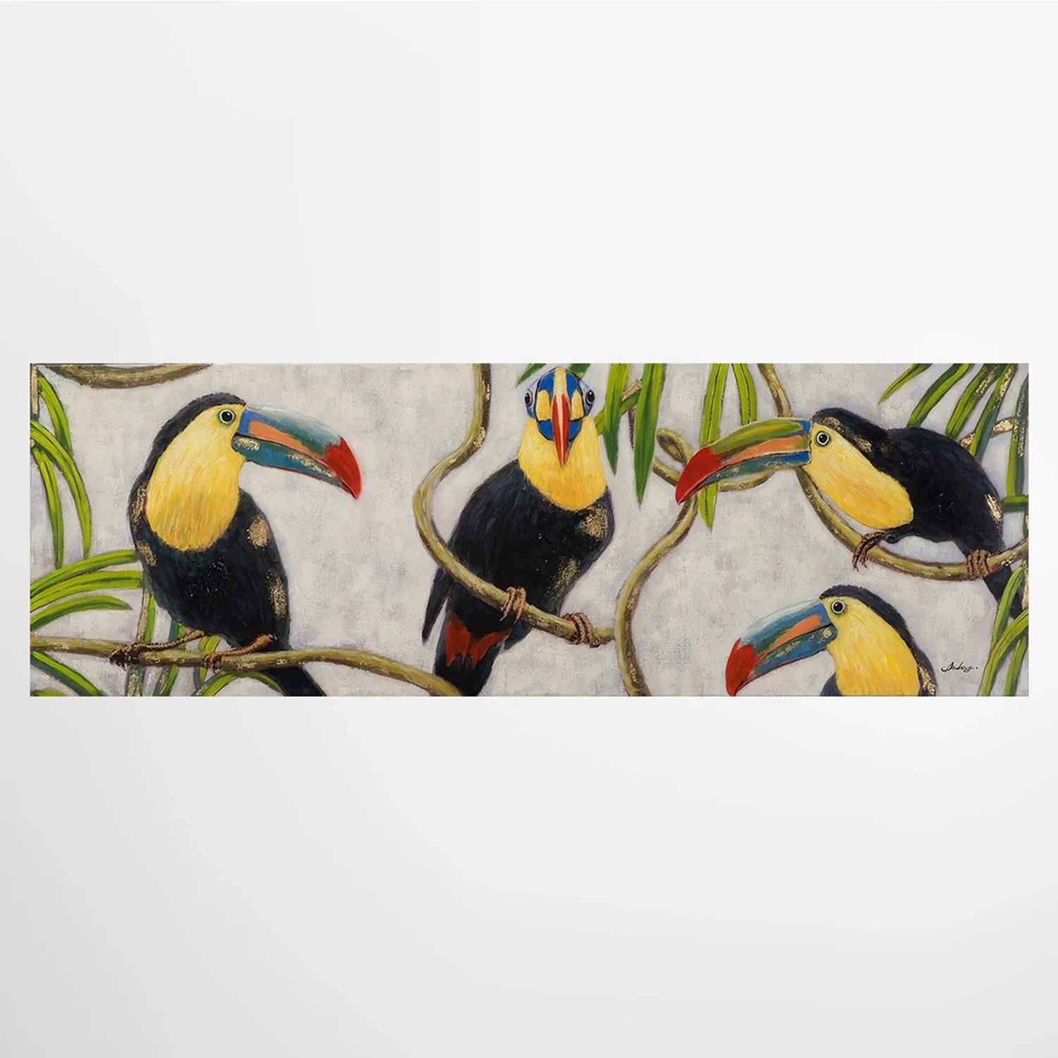 Art Universe Leinwandbild Farbenfrohe Tukane 50 x 150 cm