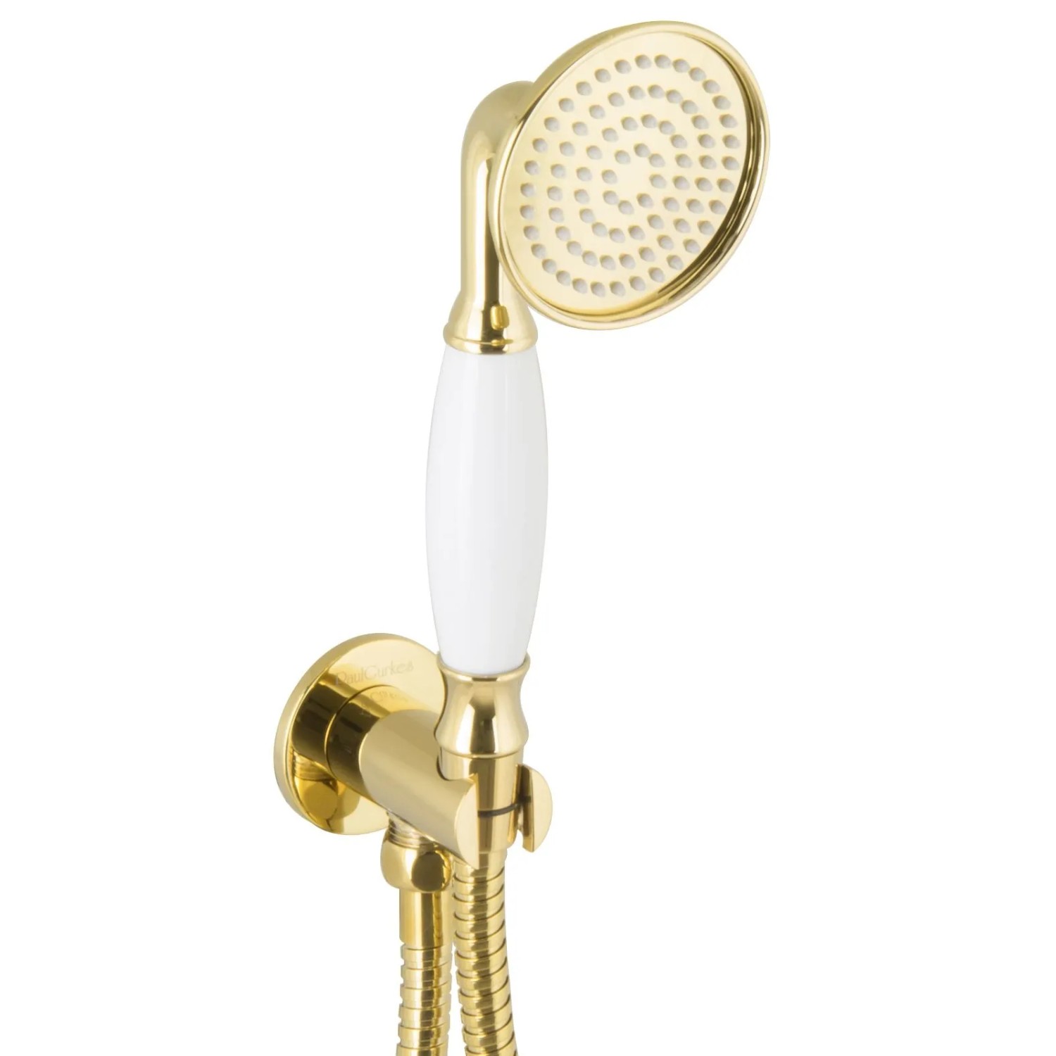 PaulGurkes Handbrause mit Schlauch Gold Nostalgie Retro Duschkopf Brausegarnitur Set