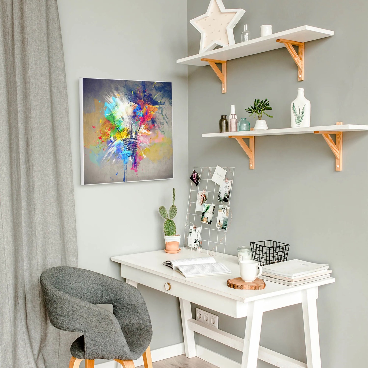 Banjado Magnettafel 50x50 cm mit Motiv Idee als Wanddekoration im Büro.