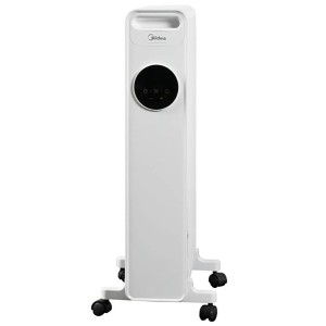 Weißer Midea Öl-Radiator NY2513-22MR mit digitalem Display und 13 Rippen.