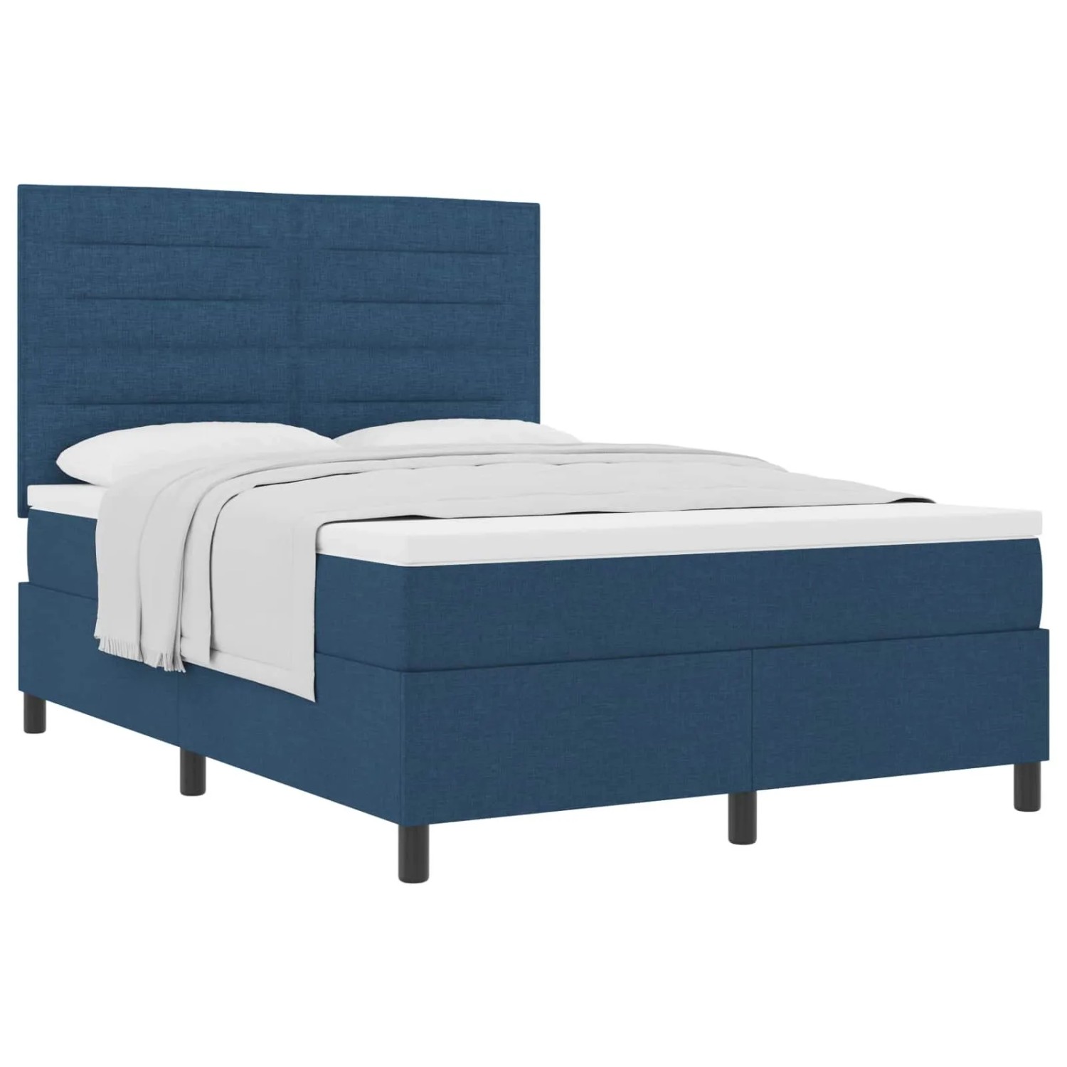 vidaXL Boxspringbett mit Matratze mit Kopfteil Blau 140 x 200 cm Stoff 3339321