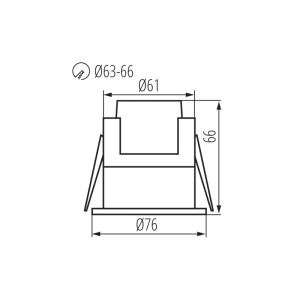 Technische Zeichnung des Kanlux Bewegungsmelders Pir Presensor Wr Pt in Weiß mit Maßangaben.