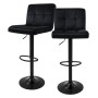 2er Set ML-Design Barhocker aus Samt, schwarz, mit Rückenlehne und Fußstütze.
