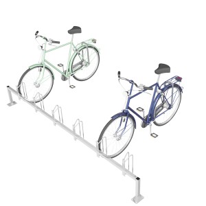 Feuerverzinkter Schake Fahrradständer Reihenparker zum Einbetonieren mit zwei Fahrrädern.