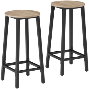 Tectake Set Barhocker Corby Industrial Style Holz und Stahl  32 x 32 x 66 cm Industrial Holz Hell  Eiche Sonoma