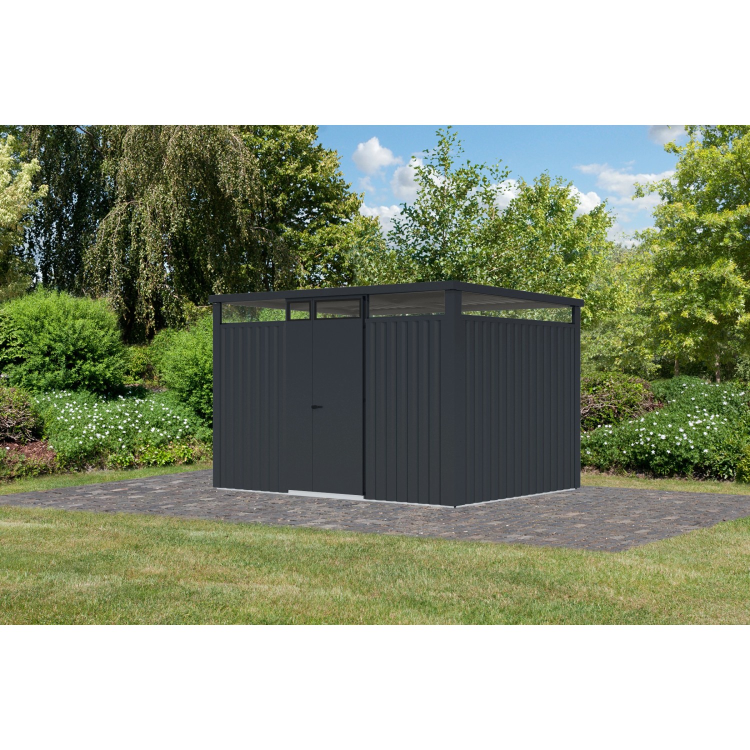 Karibu Gartenhaus Amato 3 Anthrazit 218 x 342 x 231 cm günstig online kaufen