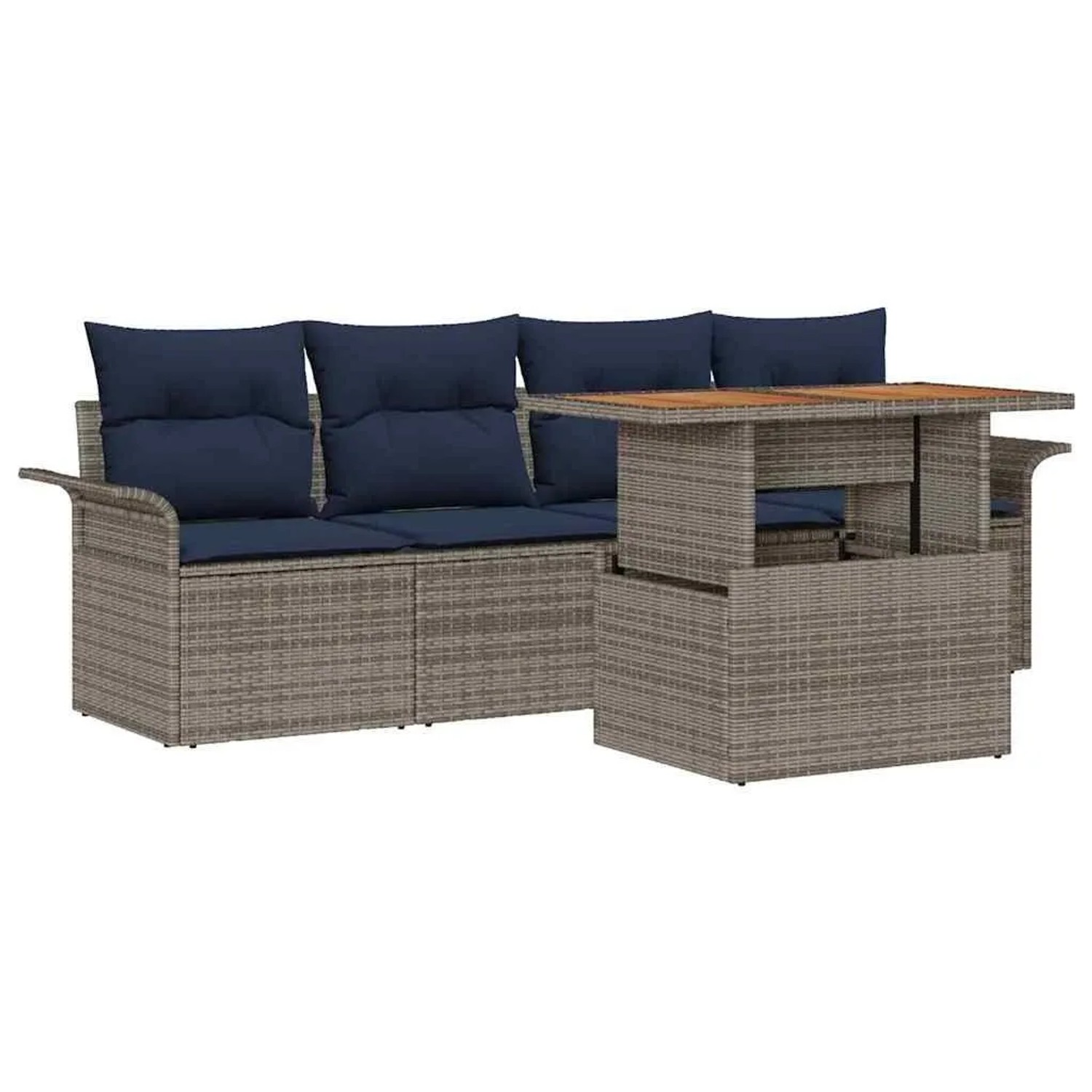 vidaXL Garten-Sofa-Set mit Kissen 5 Stk Grau und Marineblau 3349268