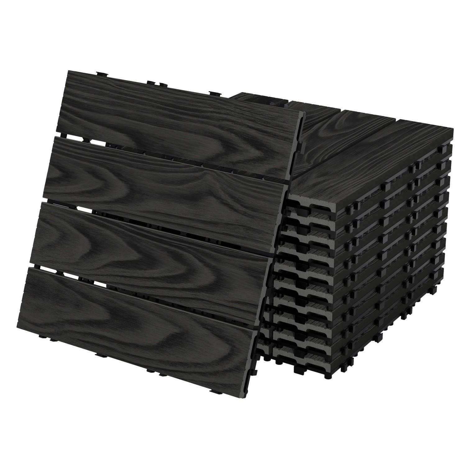 ML-Design WPC Terrassenfliesen 30x30 cm 11 Stück Anthrazit Holzoptik