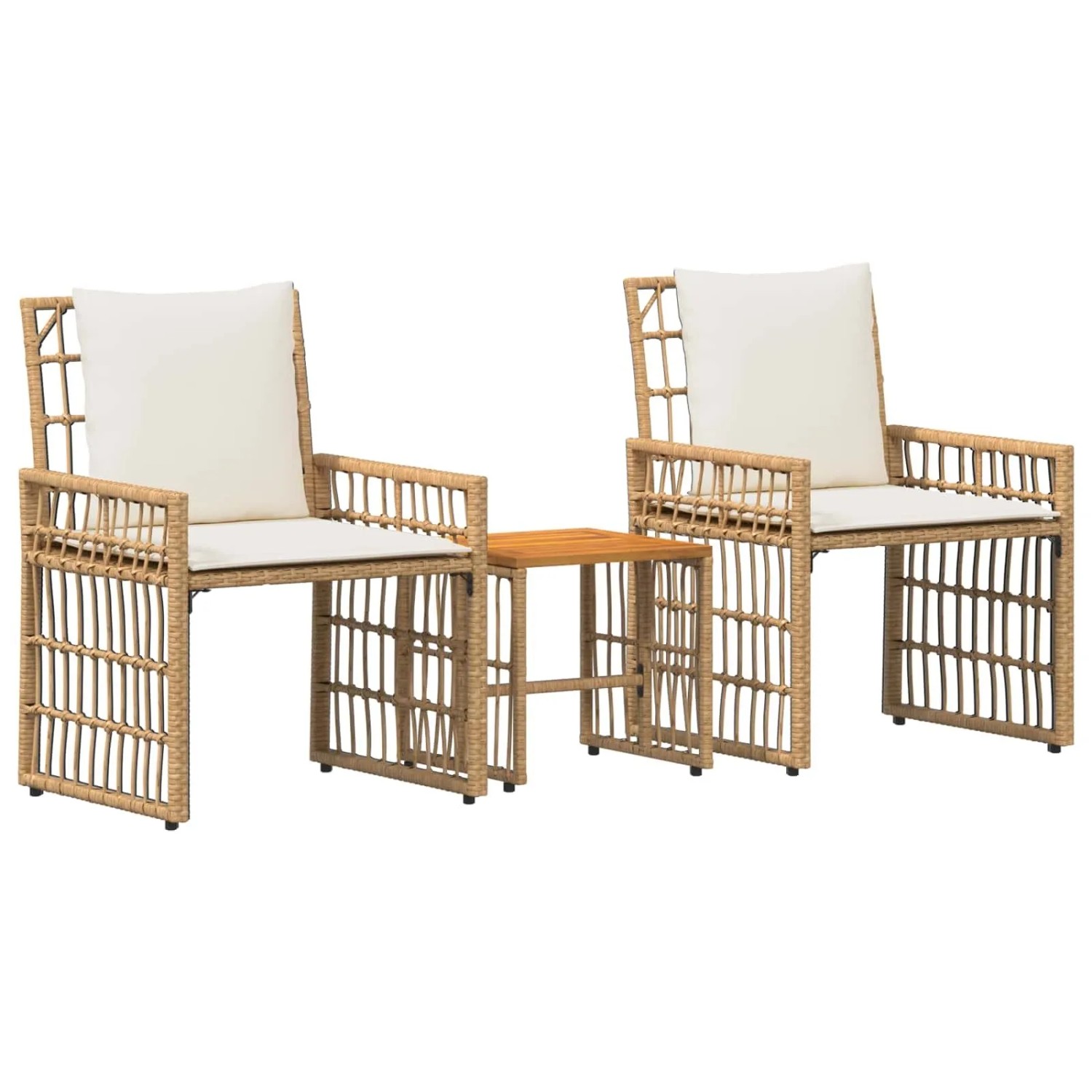 vidaXL Gartenmöbel Set 3-Tlg Natur und Cremweiß 42025140