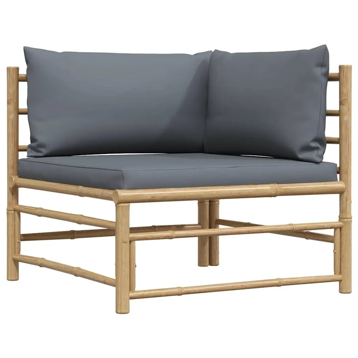 vidaXL Garten-Ecksofa mit Dunkelgrauen Kissen Bambus 313153
