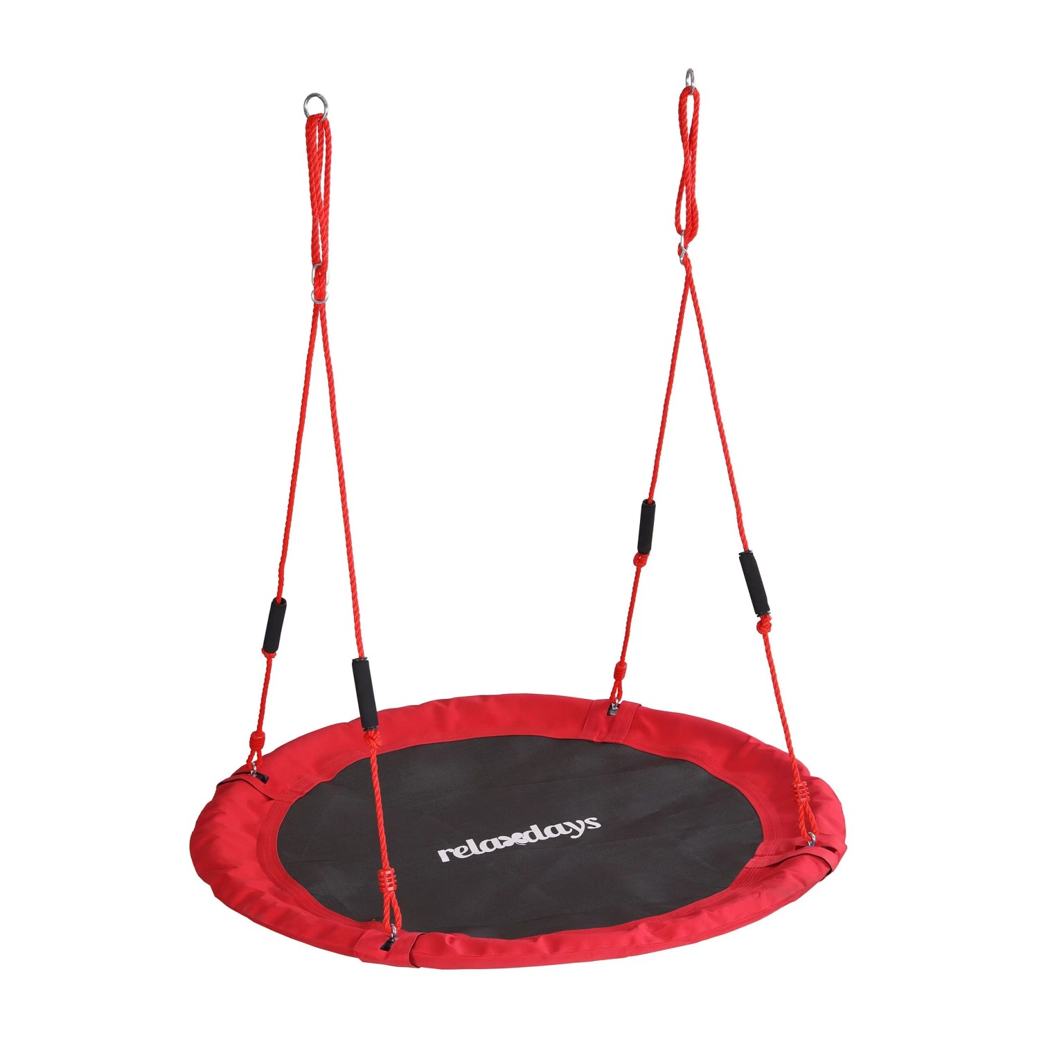 Relaxdays Nestschaukel Stahl Rot Höhenverstellbar mit Schaumstoffgriffen 120 cm
