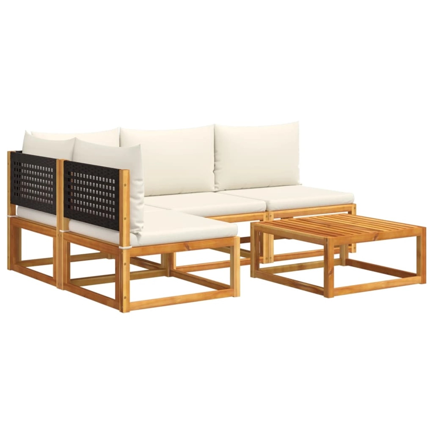 vidaXL 5-Tlg Gartensofa-Set mit Kissen Holz Akazie Rattan 3278888 günstig online kaufen