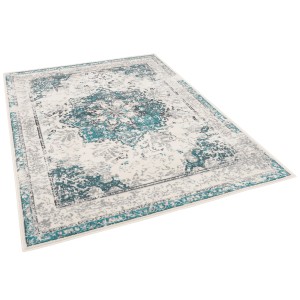 Pergamon Designer Teppich Pop-Vintage in Blau und Creme, 120x170 cm.