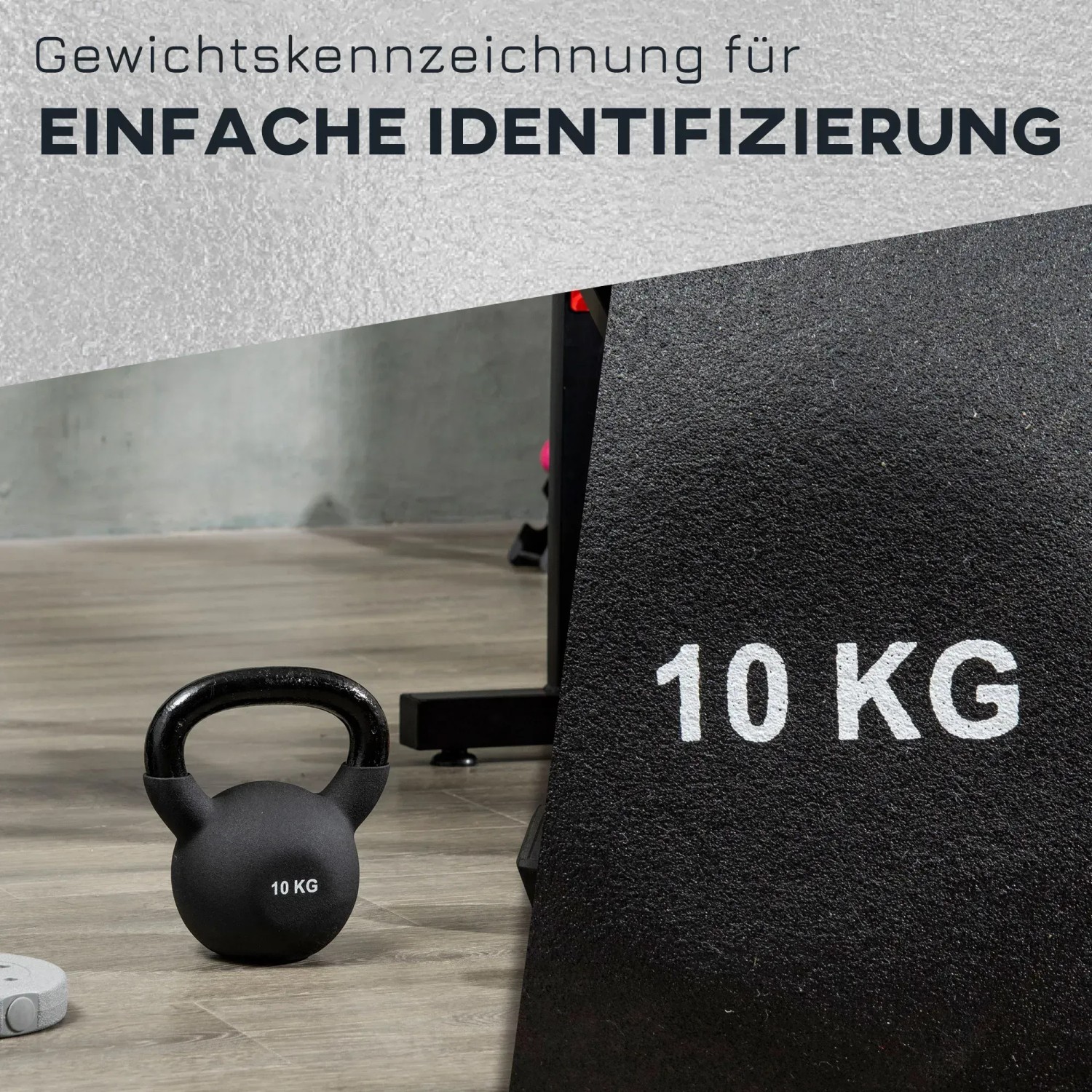 10 Kg Gummi-Hantel - Schwarze Rundhantel Für Zuhau Produktbild-Vorschau 8