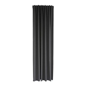Halbtransparenter, graphitfarbener Fenstervorhang mit verdeckten Schlaufen.