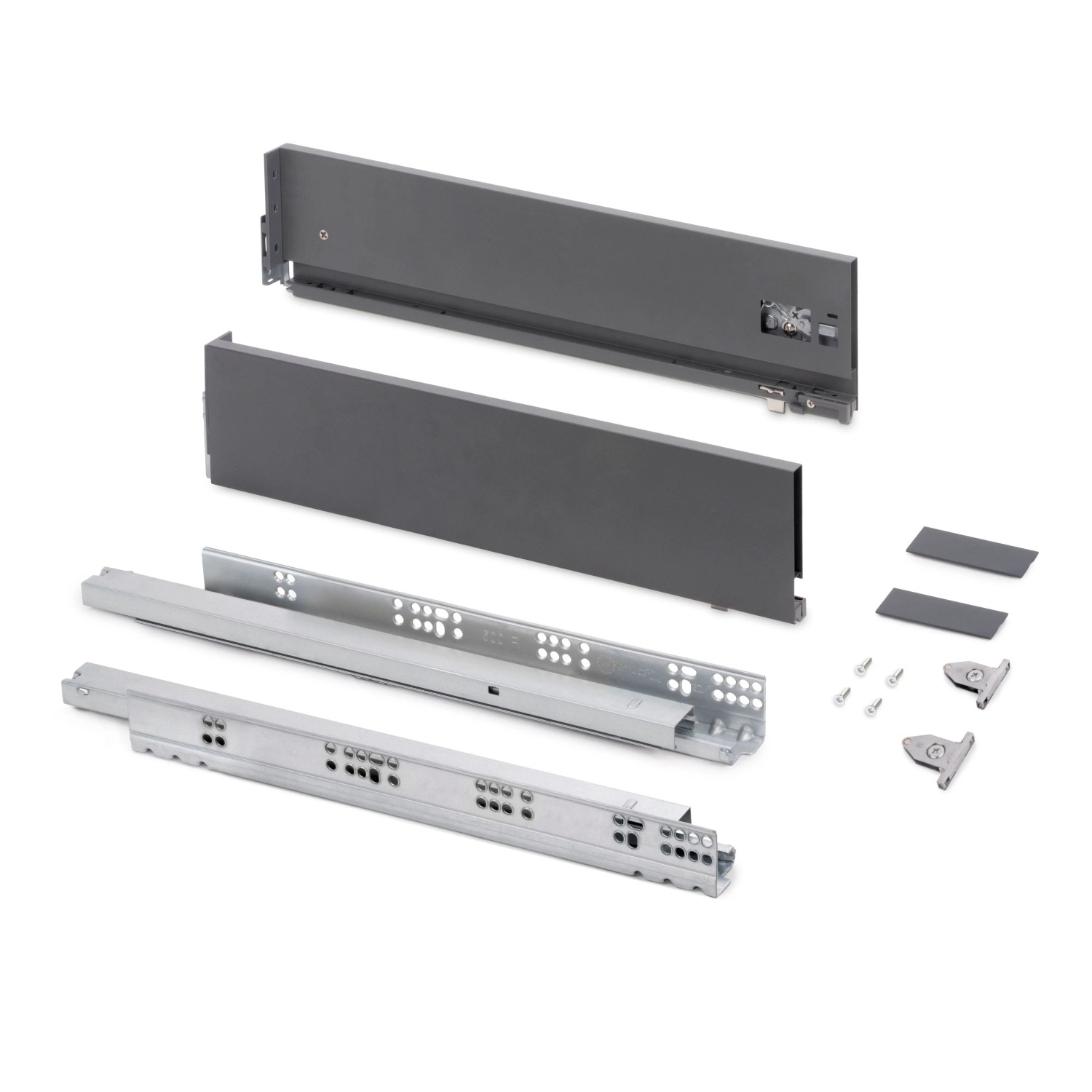 Emuca Aussenschublade Vertex mit 3D-Regelung Höhe 131 mm 60 kg Tiefe 500 mm Stahl Anthrazitgrau