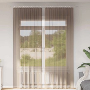vidaXL Voile Vorhänge mit Stangentaschen 2 Stk Hellbraun 4102225